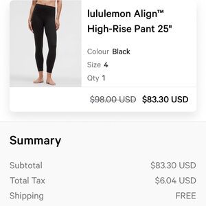 lululemon athletica Jet Black Leggings